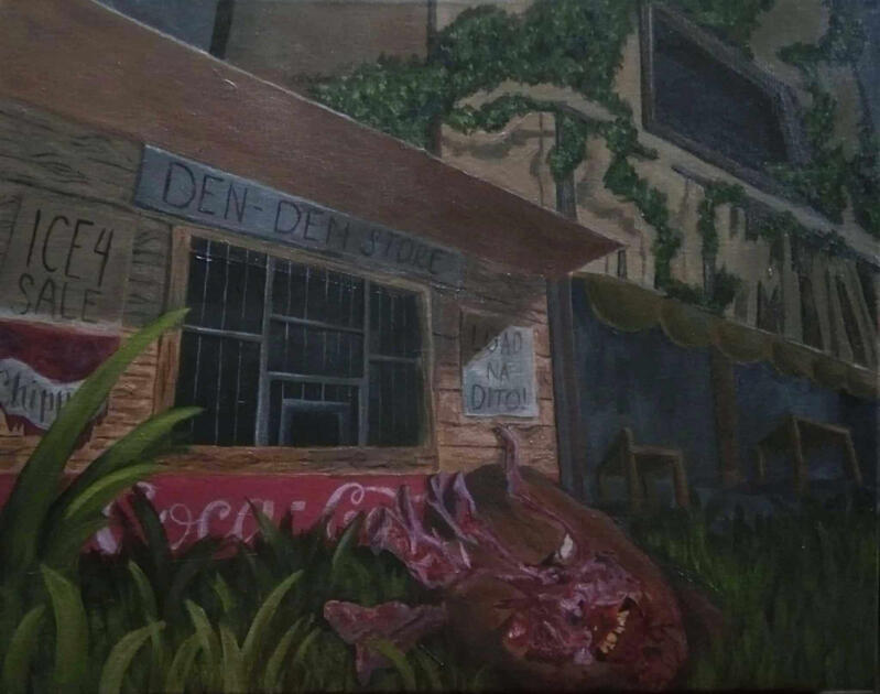 Zombie apocalypse acrylic painting