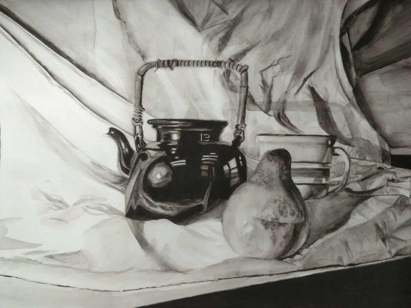 Watercolor still life painting